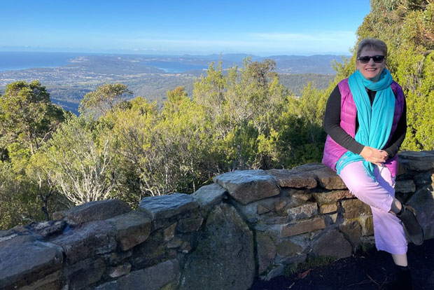 Visitor taking photo in Tasmania